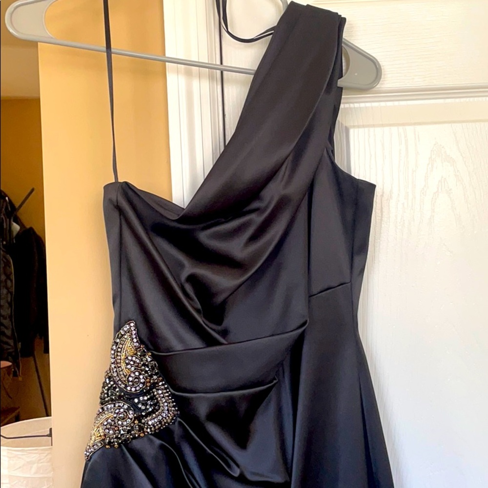Eliza J satin embellished one shoulder dress